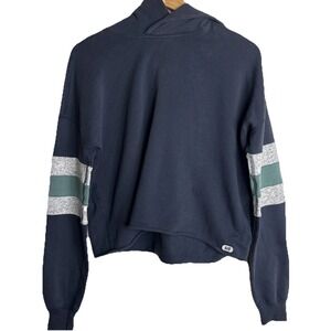 Abercrombie & Fitch Cropped Hoodie Womens Small Blue Logo Preppy‎